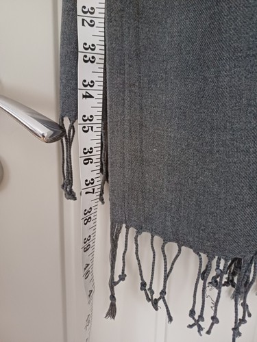 Pashmina Original Grey 90% Cashmere & 10% Silk Soft Scarf Shawl Wrap Fringe - Picture 5 of 7