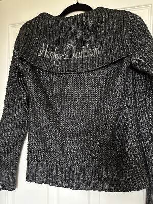 Harley-Davidson ハーレー　zip-up knit Harley Davidson Black Knit Long Sleeve Zip Up Sweater W/ Buttons