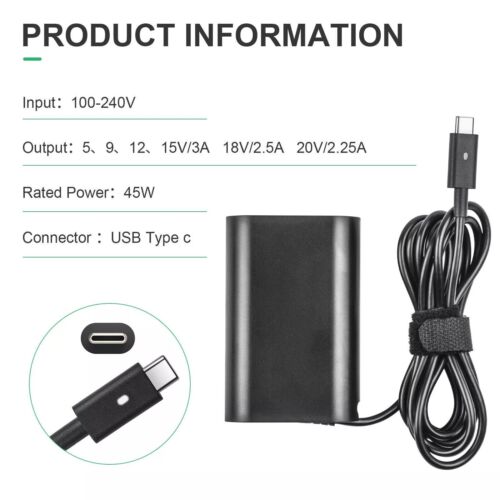 45W 65W 90W 130W USB C Type-C Laptop Adapter Power Charger For Dell XPS Lenovo - Picture 19 of 33