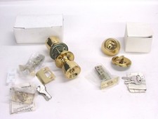 NOS CAL LOCK KEYED ENTRY DOOR LOCK SET COMBO, DEADBOLT, BRASS, 9150/530PB