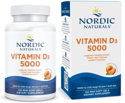Vitamina D3 5000 UI para huesos fuertes, estado de ánimo positivo e inmunológico