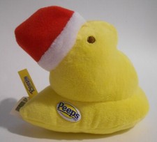 Peeps Marshmallow Brand Santa Yellow Chick 5" Bean Bag Plush NEW
