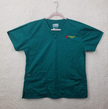 Wonder Wink Women Scrubs Medium Blue Cotton Blend Short Sleeve Stretch Comfort