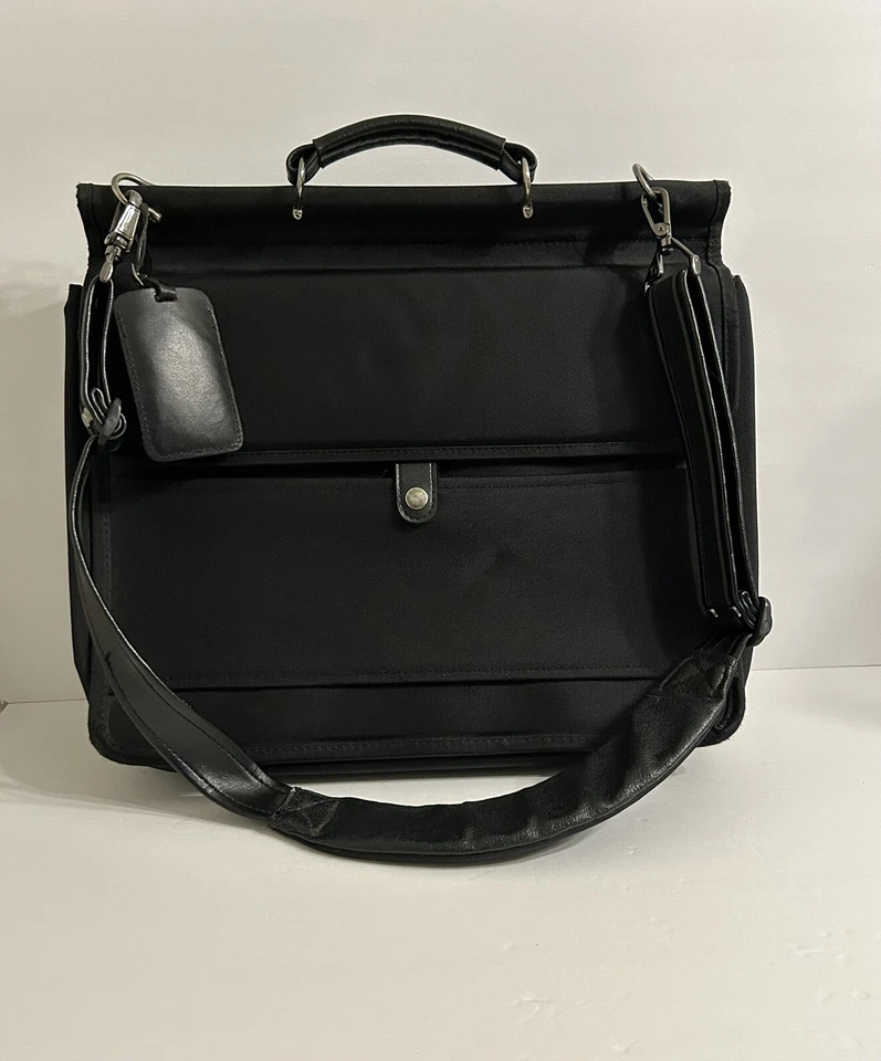 Samsonite Bolso Mensajero para Laptop Negro Lona Cuero Doble Bloqueo Correas con Llaves Foto 3 de 4