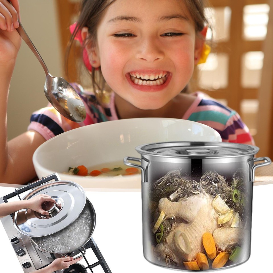 Stock Pot Stainless Steel Soup Bucket Cooking Pot Steamer Cookware Stew