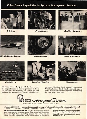Beech Aerospace Division Multi View Space Age 1964 Print Ad