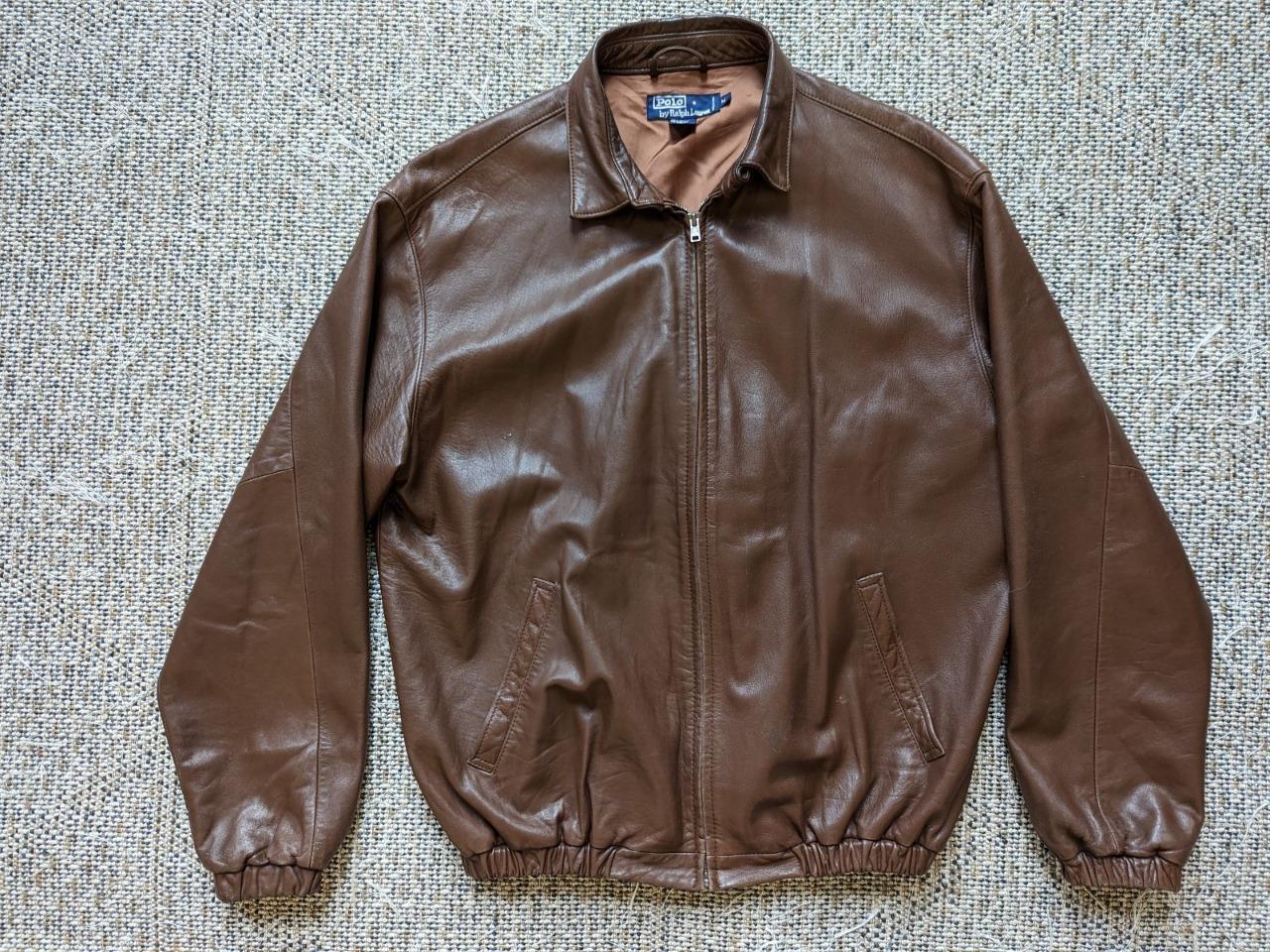 vintage POLO ralph lauren LAMBSKIN leather jacket XL brown SOFT bomber |  eBay