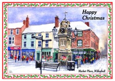WILLENHALL MARKET PLACE ARTISTS PAINTING GLOSSY CHRISTMAS CARD 8"x 6" FREE POST