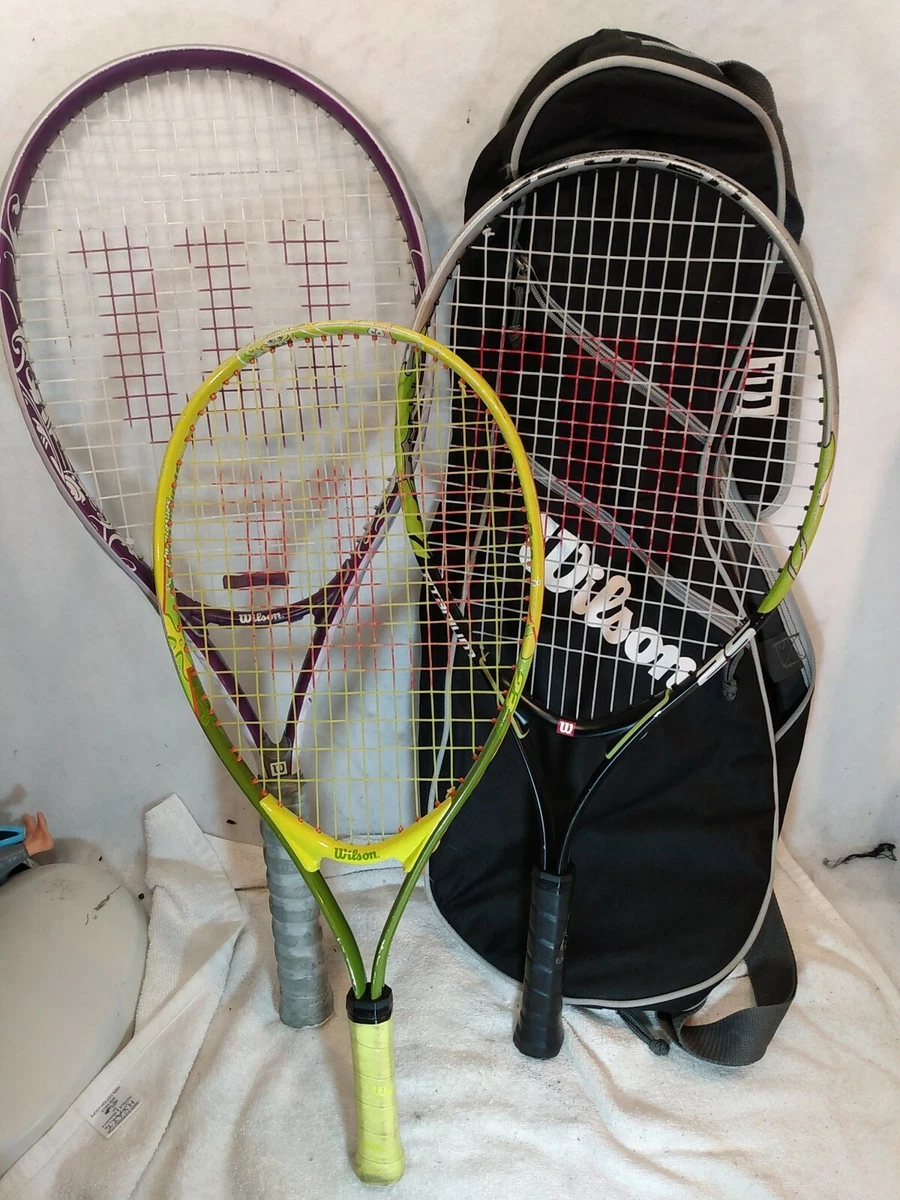 WILSON 4 RACKET TENNIS BAG W 3 RACKETS US OPEN TITANIUM 3 7 8