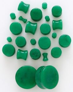1 Pair 1/2" Organic Jade Green Stone Single Flare Ear Plugs Gauge Half Inch 12MM 