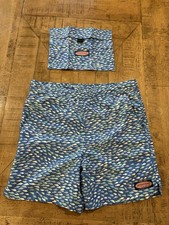 Vineyard Vines Swim Trunks Whale Print Board Shorts Mens Small Blue