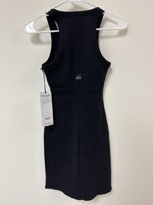 Alo Yoga Goddess Ribbed Go-To Dress in black SIZE XS New With Tags