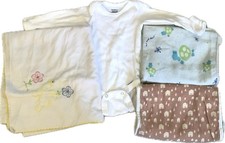 Lot 4 Vtg Baby Lovie Cuddle Blanket Carter White Copper Burp Cloth Gerber Onesie
