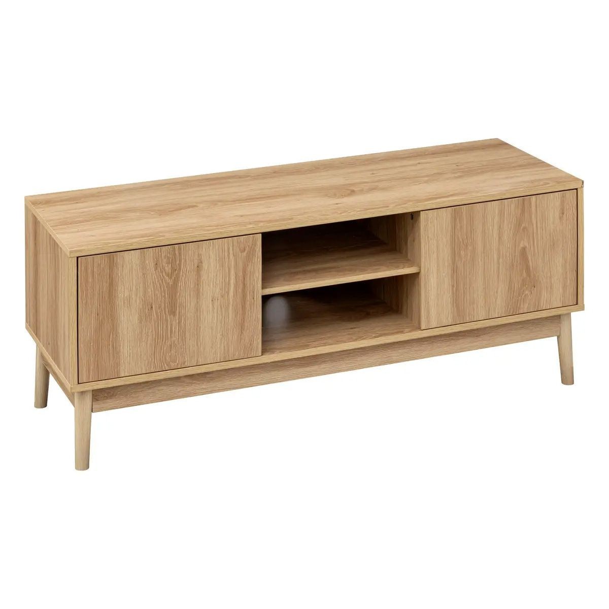 Meuble TV design Abana en bois naturel de 120cm aux finitions soignées