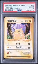 1996 PIKACHU NO RARITY SYMBOL #25 JAPANESE POKEMON BASE SET PSA 6 EXCELLENT-MINT