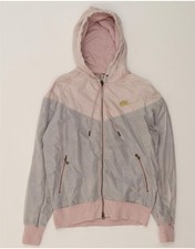 NIKE Womens Zip Hoodie Sweater UK 16/18 Large Pink Colourblock Nylon CT10