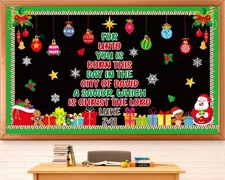 Christmas Religious Bulletin Board Set Christmas Tree Classroom Decor Christi...