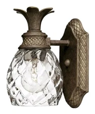 NOB Hinkley Pineapple Light 5" Wide Bathroom Sconce w/ Clear Optic Glass