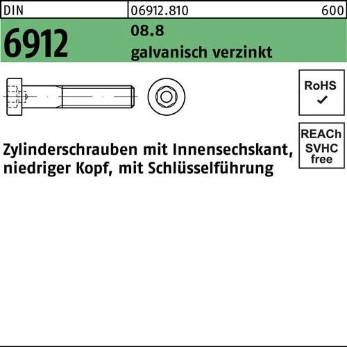 Zylinderschraube DIN 6912 Innen-6Kt M4X6 8.8 Galv.Verz. 500St.-image
