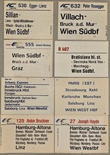 Konvolut 8 Stück Zuglaufschild Express DB ÖBB Orient SNCF Kunststoff Bundesbahn