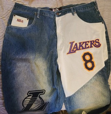 UNK Denim NBA Los Angeles Lakers Bryant #8 Blue White Straight Jeans Embroidered