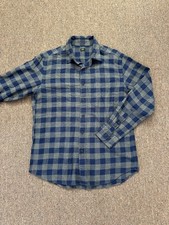 [L] Uniqlo Men Plaid Dress Button Down Shirt Flannel Long Sleeve Blue