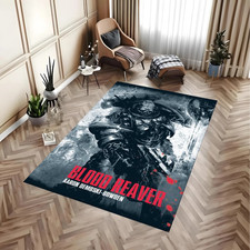 Ebony Strike Vanguard Mat - Artistic High-Voltage Sci-Fi Soldier Interior Rug