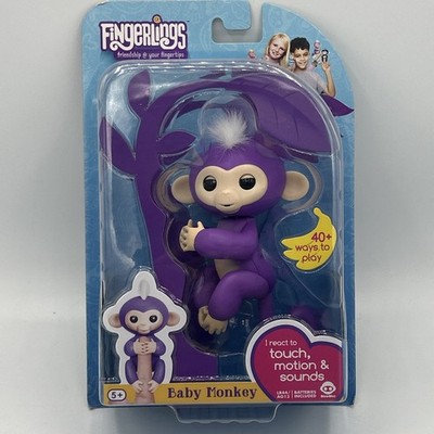 Fingerlings Baby Monkey MIA Purple White Hair Interactive WowWee Toy