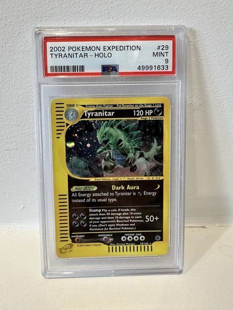 Pokemon 2002 Expedition Tyranitar 029/165 Holo Rare PSA 9 (Read)