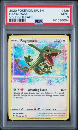 2020 POKEMON SWORD & SHIELD VIVID VOLTAGE #138 RAYQUAZA PSA 9