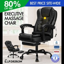 ELFORDSON Office Chair Massage Executive Padded Recliner Swivel Footrest Gaming