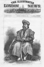 Nawab Gholam Hussein Khan British Ambassador at Kabul - Antique Print 1878