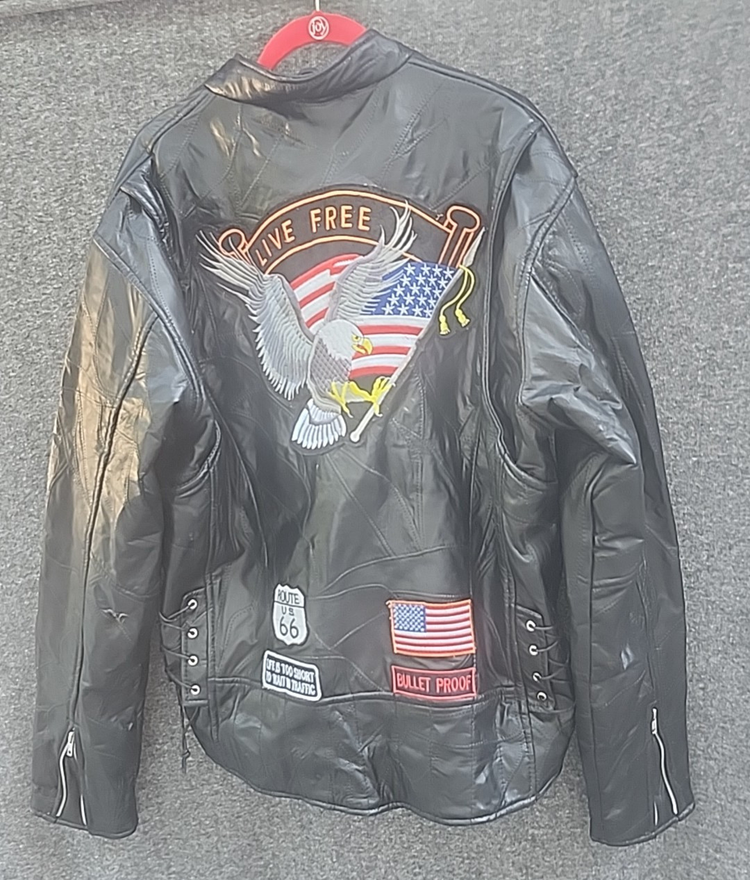 Lambskin Biker Jacket Patchwork Leather Size 2X - image 10