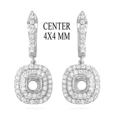 Earring Setting Square 4x4 mm Blank Mounting Women Earring 925 Sterling Silver