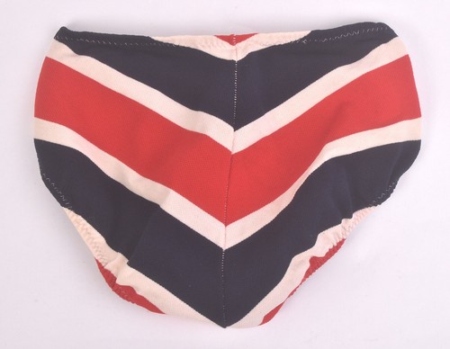 Vintage 40s 50s Red White and Blue Striped Swim Suit Briefs Bodybuilding - Picture 3 of 4