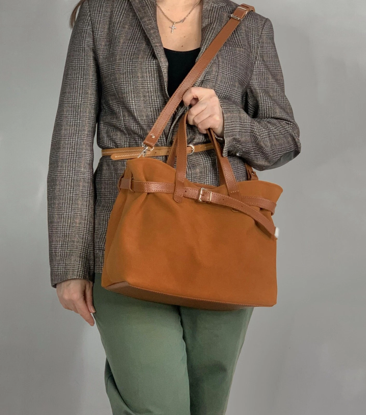 COACH Borsa a mano donna VERA pelle beige chiaro scamosciata avorio tracolla borsetta