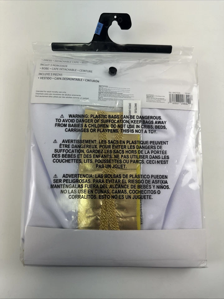 Vestido de Diosa Griega Disfraz Blanco Dorado Vestido Desmontable Capa Cinturón Mujer L/XL Foto 3 de 4