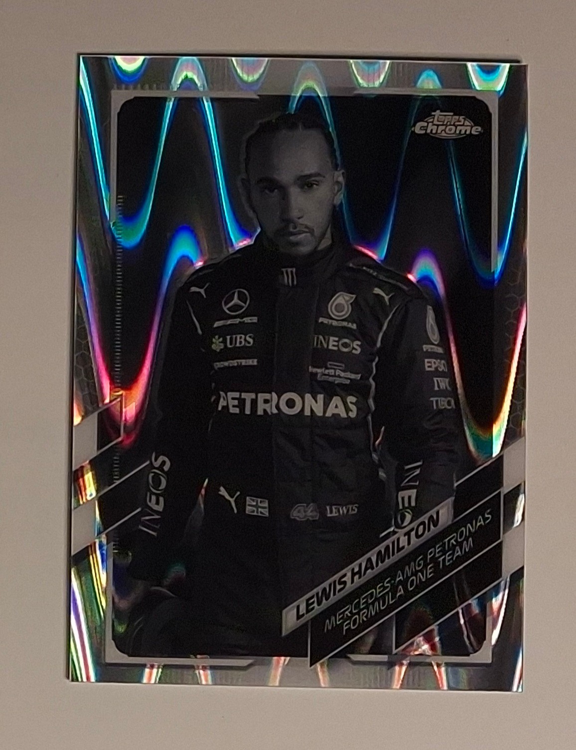 Lewis Hamilton 2021 Topps Chrome F1 Portrait Black White Raywave Refractor #1