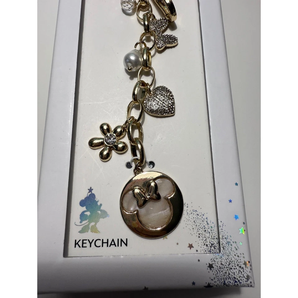 Disney Minnie Mouse Dije Llavero con Estrás Corazón Mariposa Flor Perla Foto 3 de 4