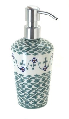 Blue Rose Polish Pottery Sage Floral Soap Dispenser