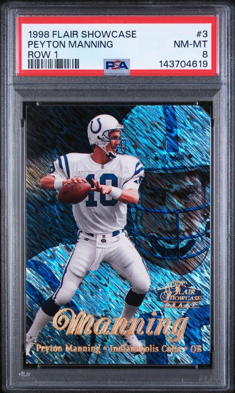1998 Flair Showcase Peyton Manning #3 Row 1 HOF RC PSA 8 NM-MT SHOULD BE A 9 WOW