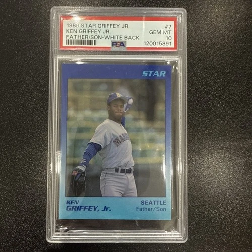 KEN GRIFFEY JR. 1989 Star Griffey Jr. #7 Rookie Father/Son White Back PSA 10