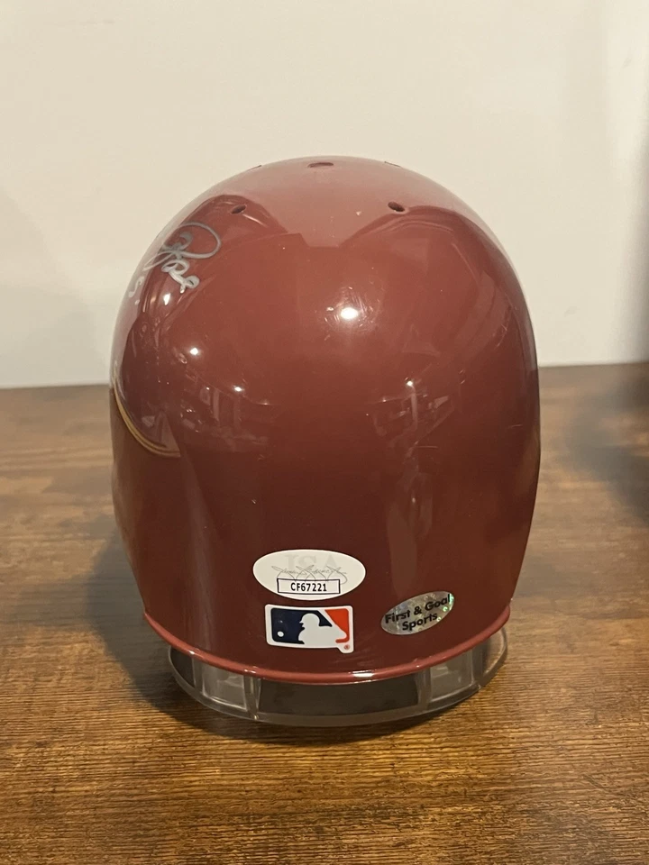 Pete Rose Signed Phillies Throwback Mini Helmet Inscribed 80 W.S. Champs JSA COA - Image 3 of 4