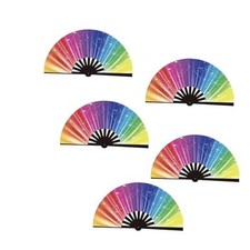 202New 11  Large Folding Popping Hand Fan  Clacker Fans for Line 5 Rainbow