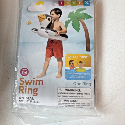 Intex Penguin Animal Split Ring Pool Float 25'' Ages 3-6 Kids Swim Float