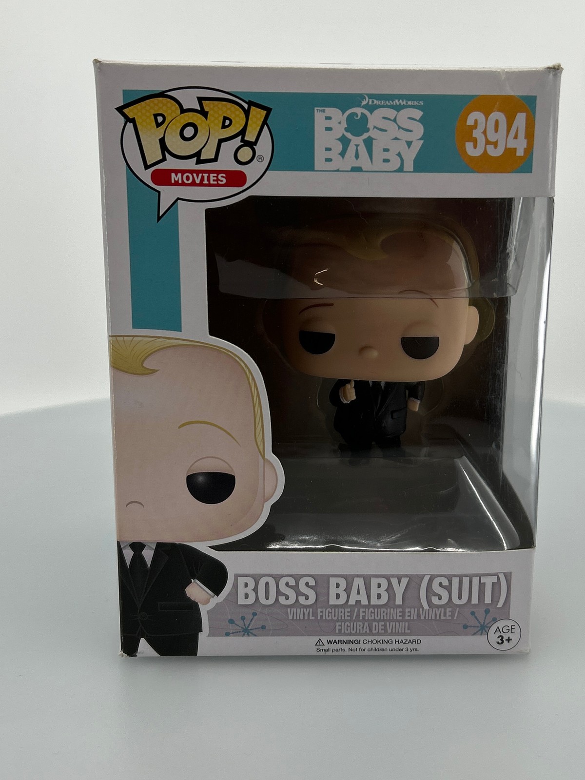Funko Pop! Movies Dreamworks Boss Baby In Suit And Tie #394 Vinyl Figure Damaged