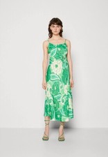 Farm Rio Dress Size XS Green Print Tropical Groove Midi Cutout