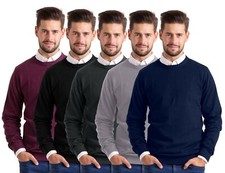 Men's Round Neck Slim Fit Sweater Pullover Crew Long Sleeve Cotton Jumper