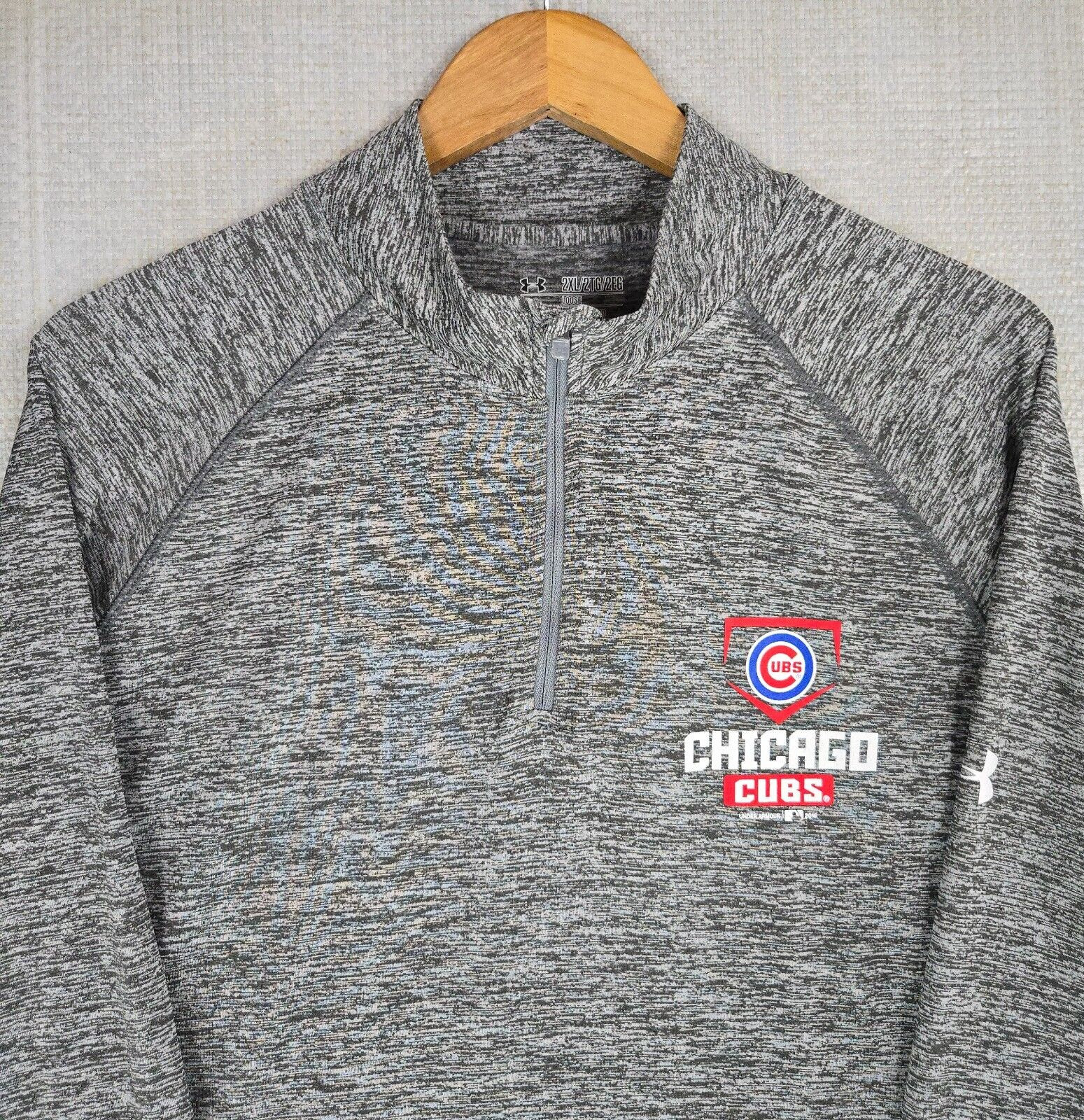 UNDER ARMOUR x CHICAGO CUBS Sz 2XL Lightweight HeatGear 1/4 Zip Pullover Mens