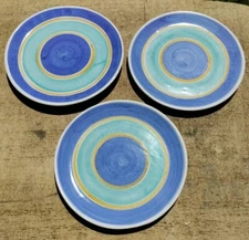VTG Gail Pittman Colorful Decorative Salad Bread Plates 7.5" Dia. Lot of 3